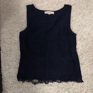 LOFT Women's Navy Lace Top